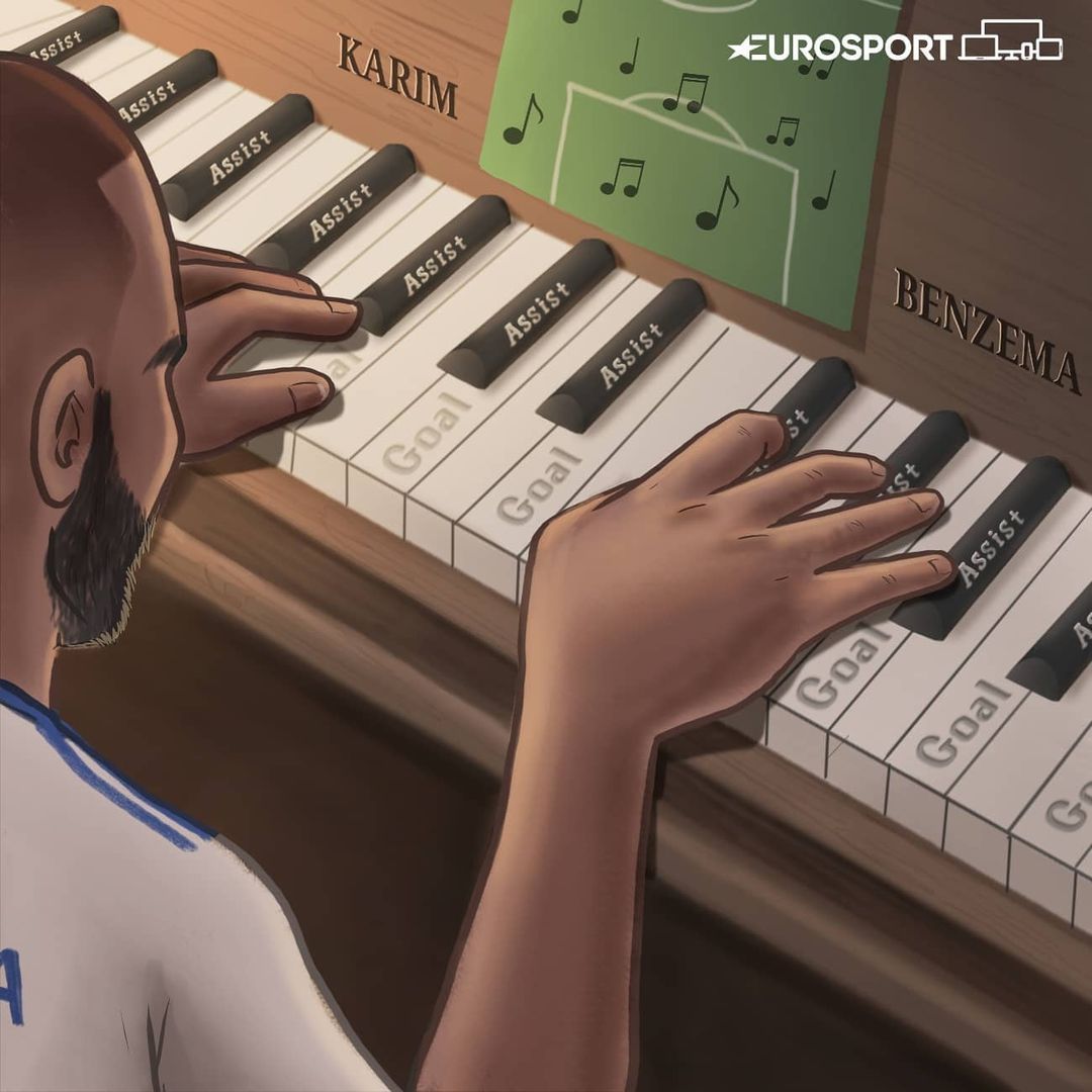 Karikatura: Benzema La Ligada 6ta o'yinda 8ta gol va 7ta assist qayd etdi