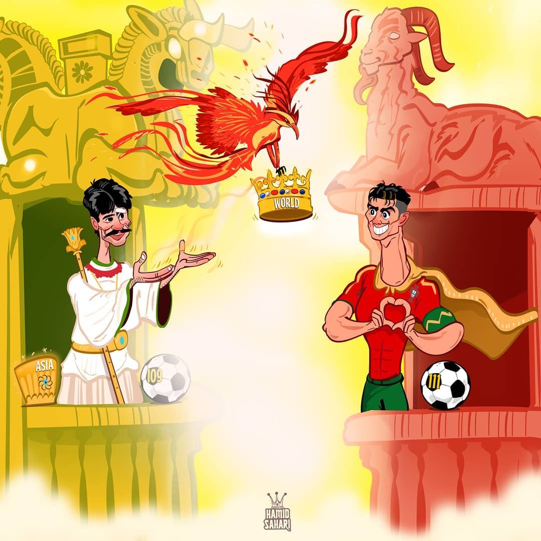 Karikatura: Ronaldu Ali Daining rekordini yangiladi